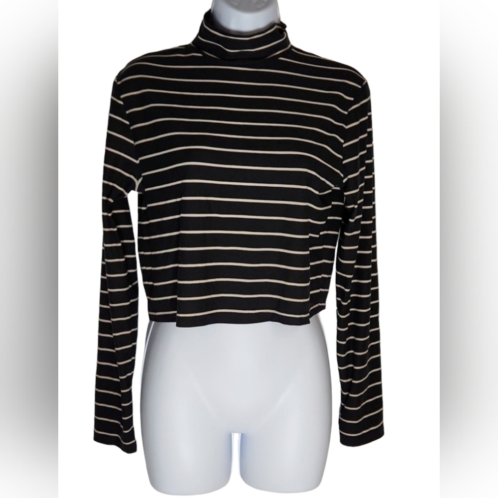 🦚 Black Stripey Crop Top XL